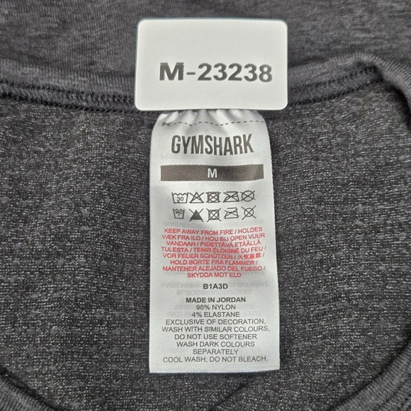 Gymshark Women Shirt M Black Vital Crop Top Activewear Crew Neck Pullover - Picture 2 of 9